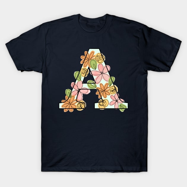 Floral Letter 'A' T-Shirt by Gold Star Creative